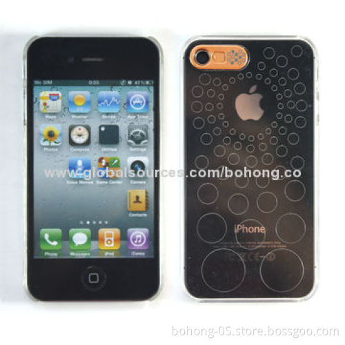 Laser-etching Transparent Switch PC Cases for iPhone 4S, Different Colors and Designs Available